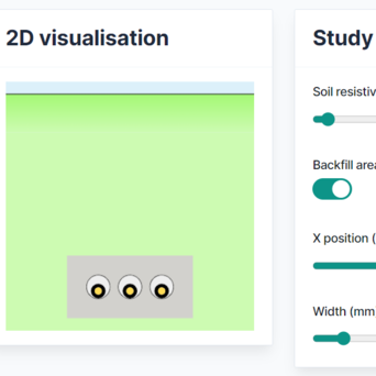 Screenshot of IEC 60287 study page, showing 2D visualisation and some input variables